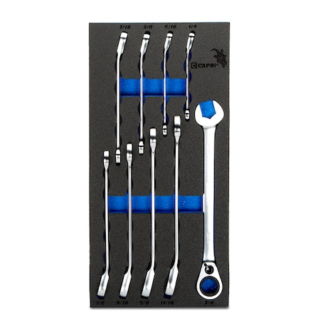Capri Tools 6-Point Reversible Ratcheting Combination Wrench Set, SAE, 9 pcs CP15050MT